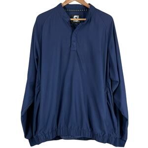 Footjoy Men's Navy Blue Golf Windbreaker Size XL EUC 3 Snap Button Long Sleeve